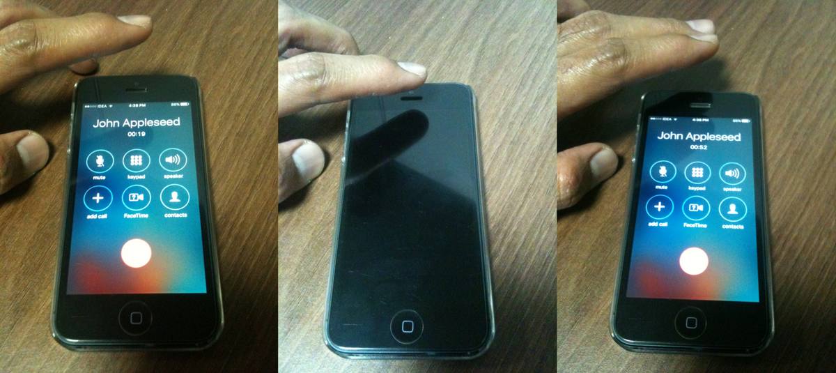 Čidlo přiblížení vedle sluchátka na přední straně iPhonu 5
