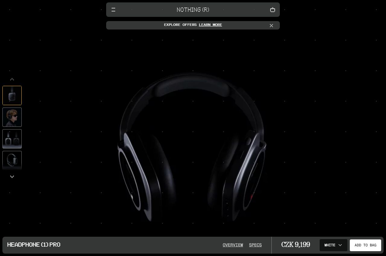 Černá náhlavní sluchátka Nothing Headphone (1) Pro na stránce českého obchodu výrobce