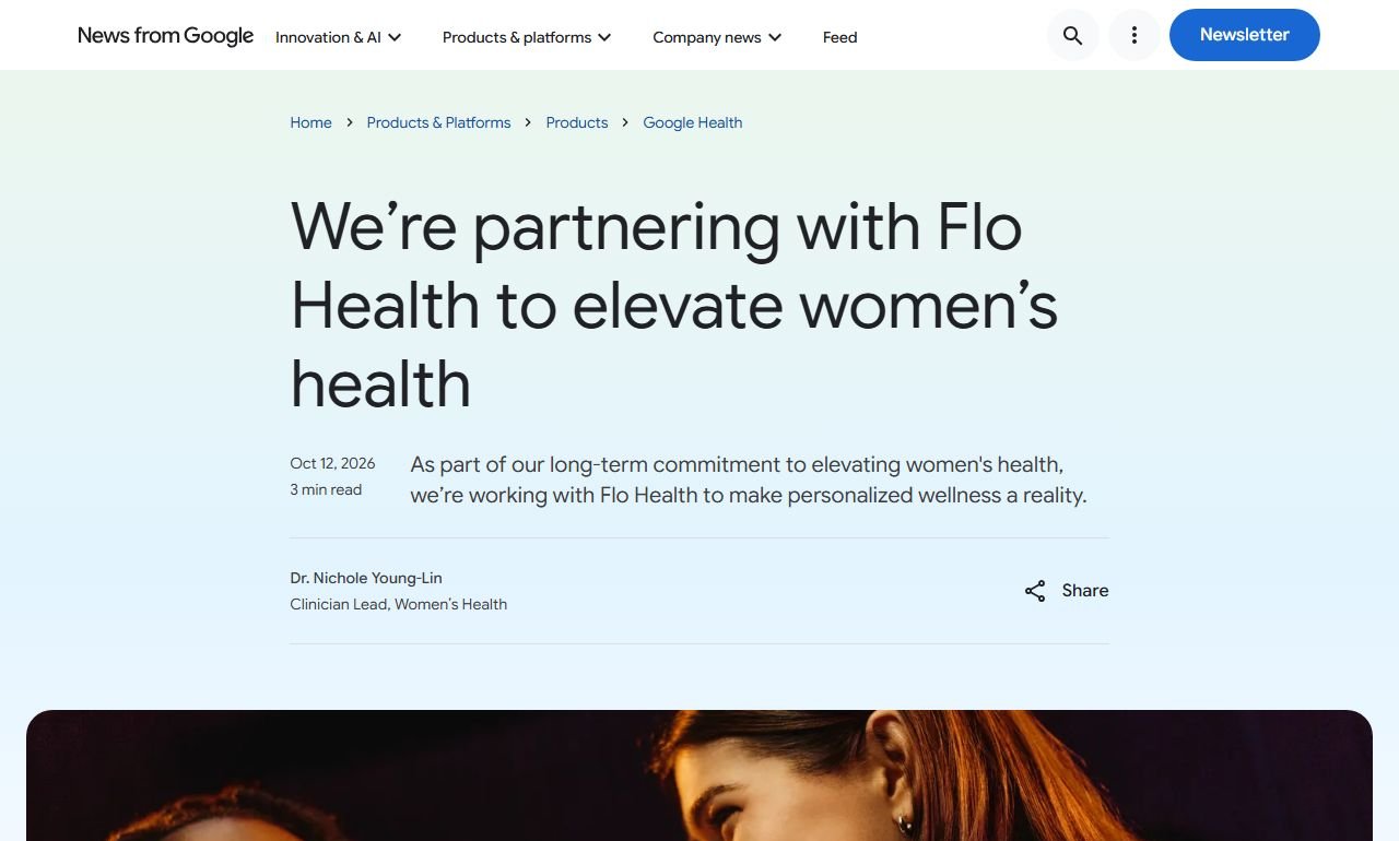 Oznámení spolupráce Googlu a Flo Health na blogu Googlu